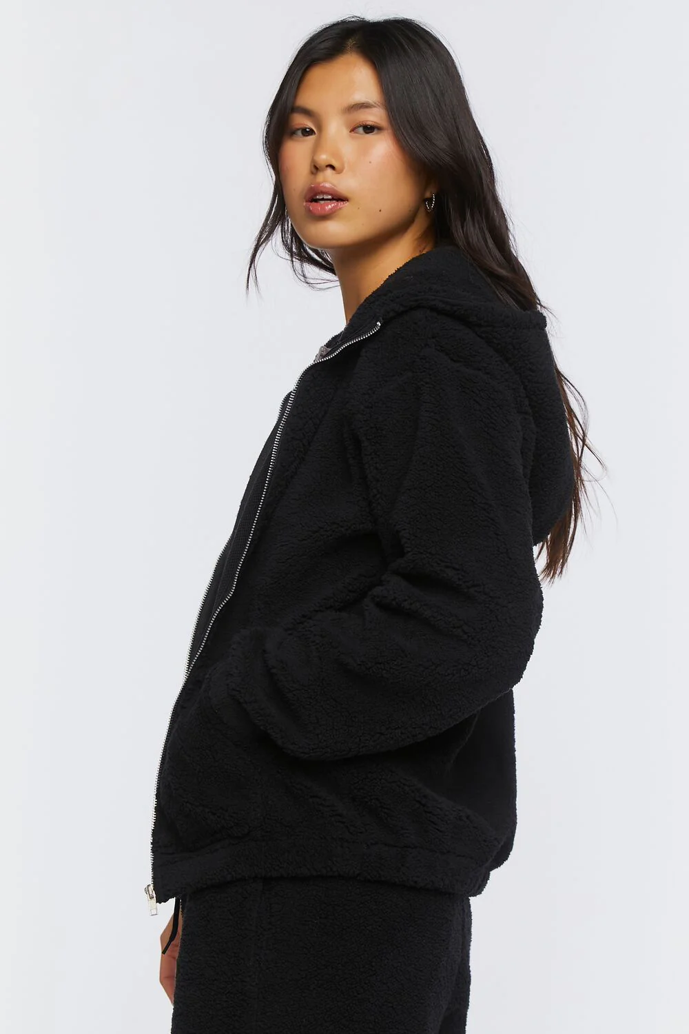 Faux Shearling Zip-Up Hoodie - Image 2