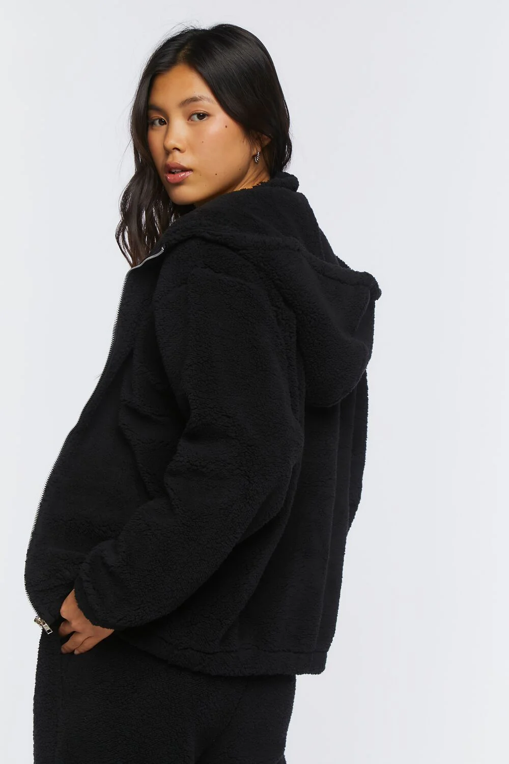 Faux Shearling Zip-Up Hoodie - Image 3