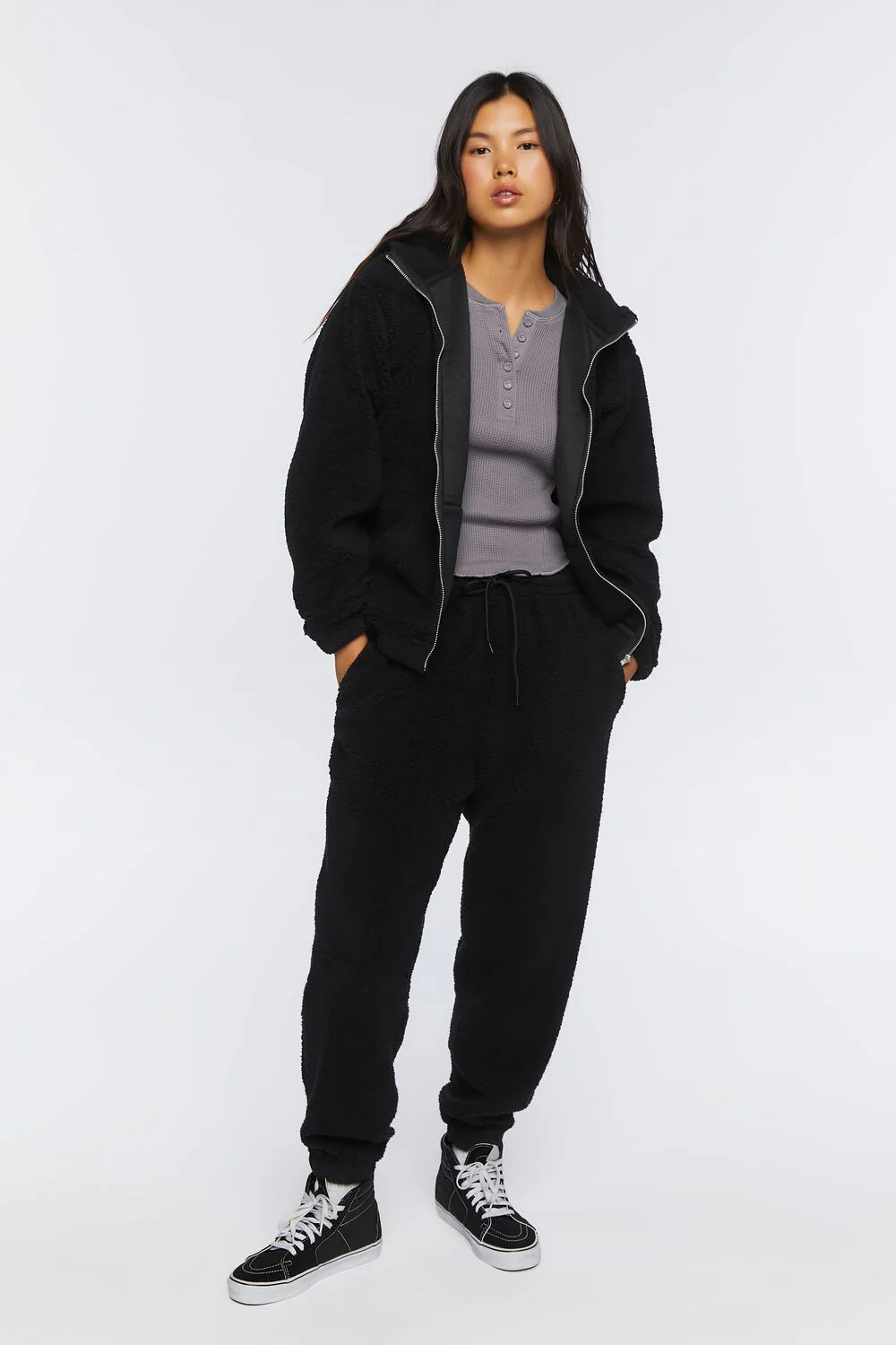 Faux Shearling Zip-Up Hoodie - Image 4