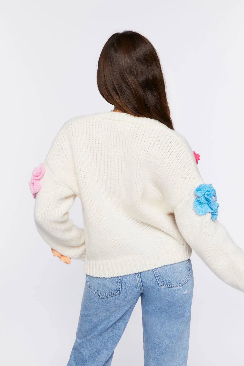 Chunky Floral Cardigan Sweater - Image 4