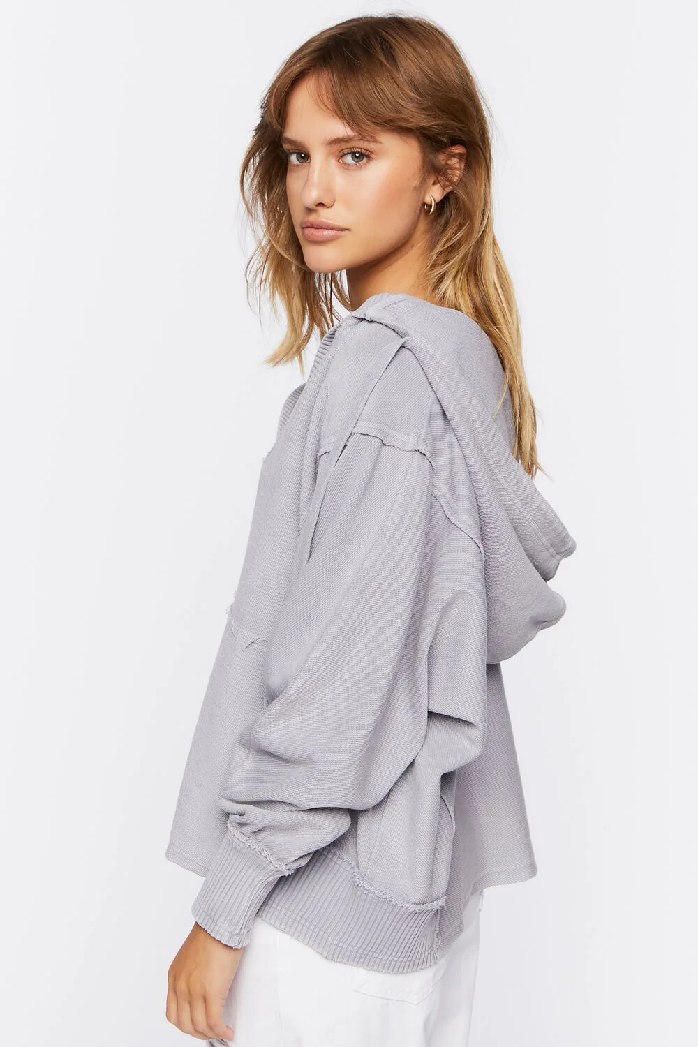 Drop-Sleeve French Terry Hoodie - Image 2