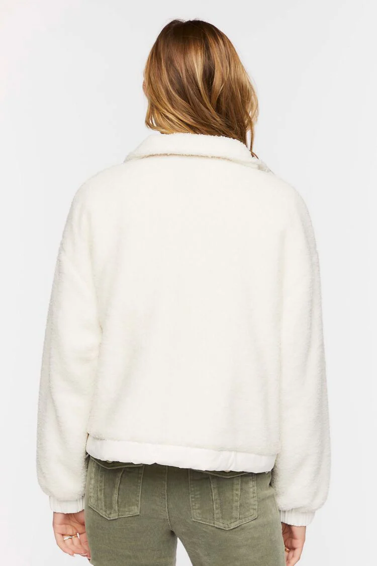 Faux Shearling Zip-Up Bomber Jacket - Image 3