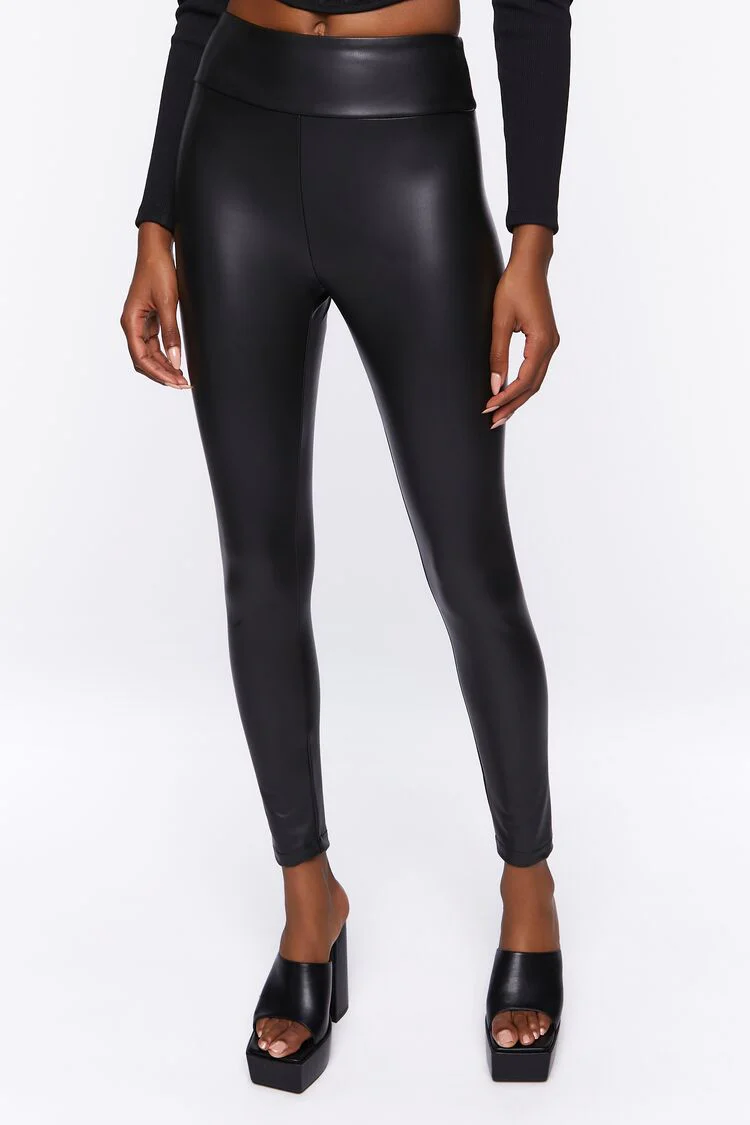 Faux Leather High-Rise Leggings - Image 2
