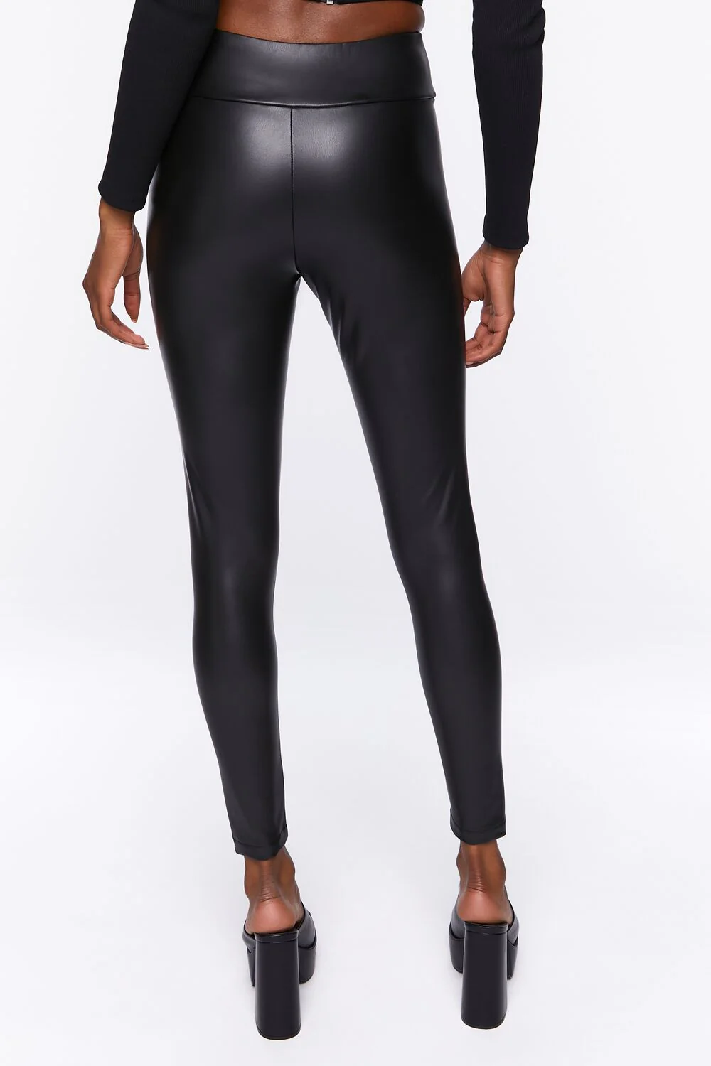 Faux Leather High-Rise Leggings - Image 4