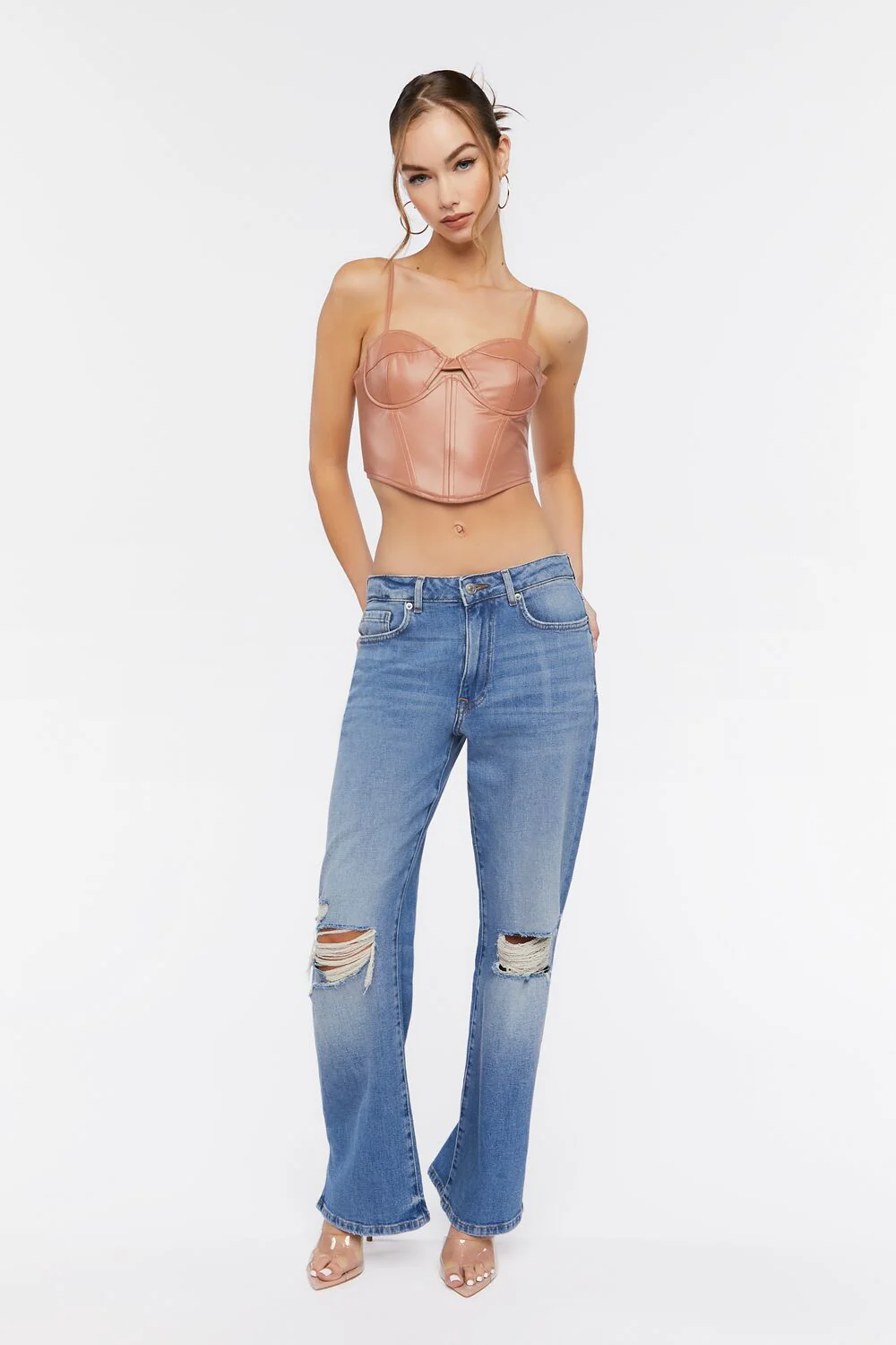 Faux Leather Cutout Bustier Top - Image 4