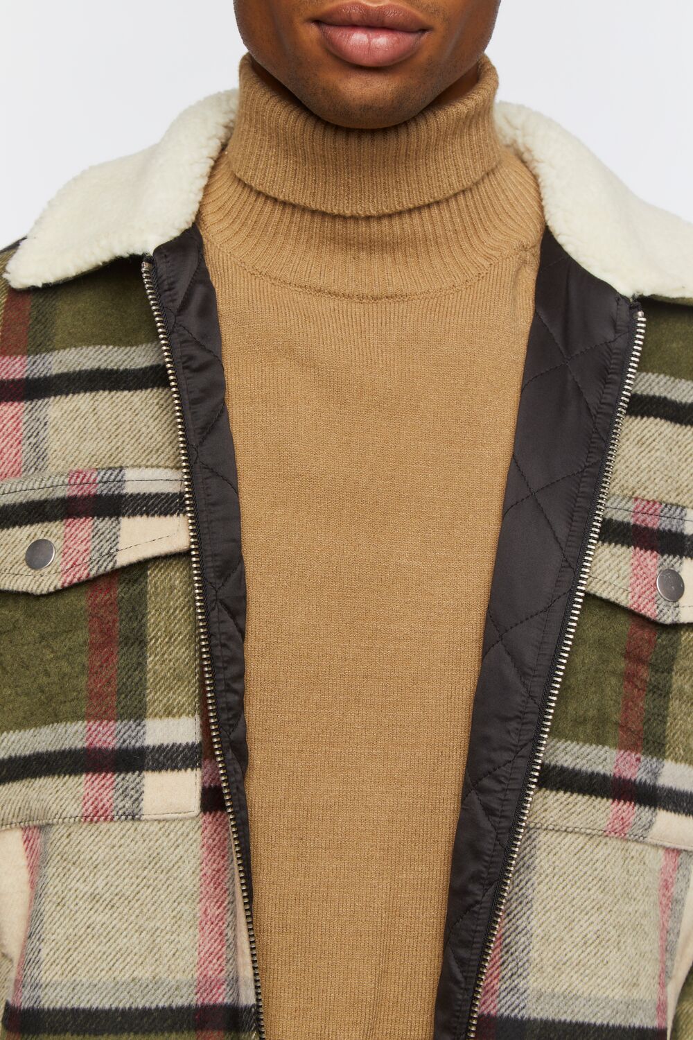 Faux Shearling-Trim Plaid Jacket - Image 11