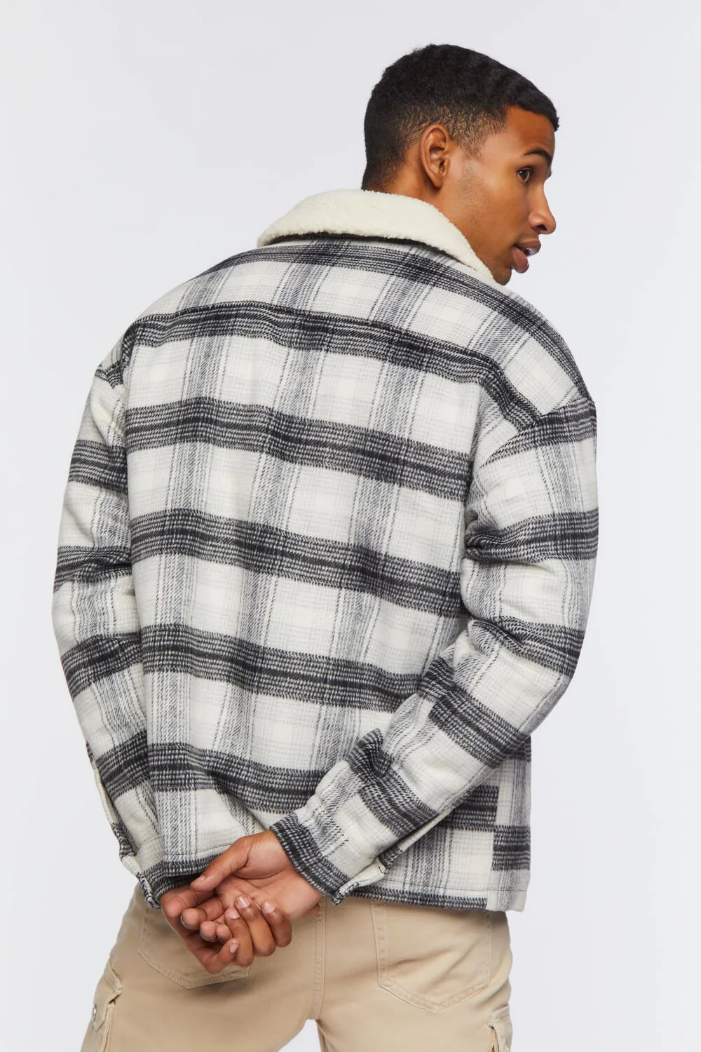 Faux Shearling-Trim Plaid Jacket - Image 4