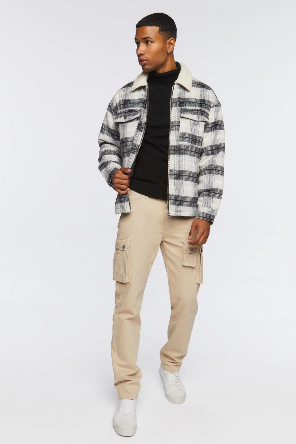 Faux Shearling-Trim Plaid Jacket - Image 5