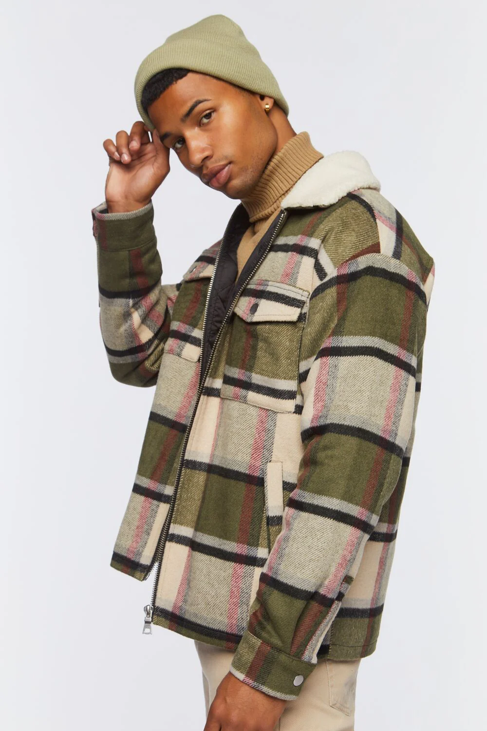 Faux Shearling-Trim Plaid Jacket - Image 8