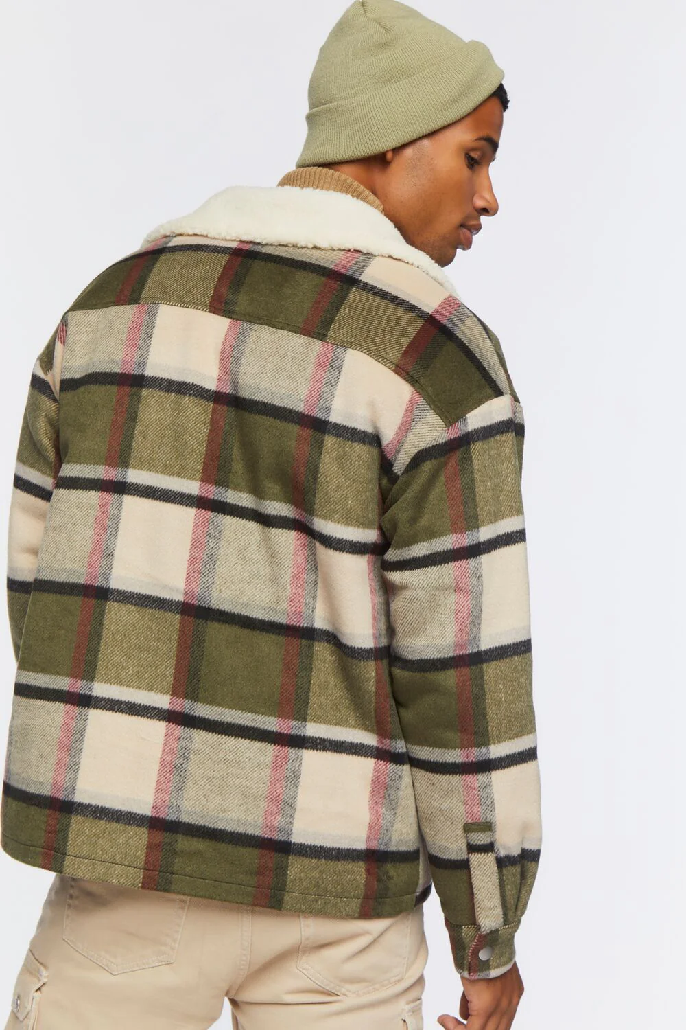 Faux Shearling-Trim Plaid Jacket - Image 9