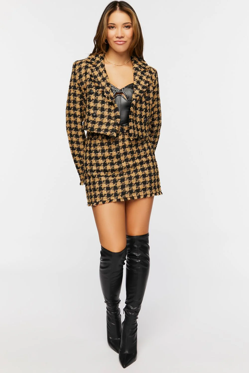 Tweed Houndstooth Mini Skirt - Image 5