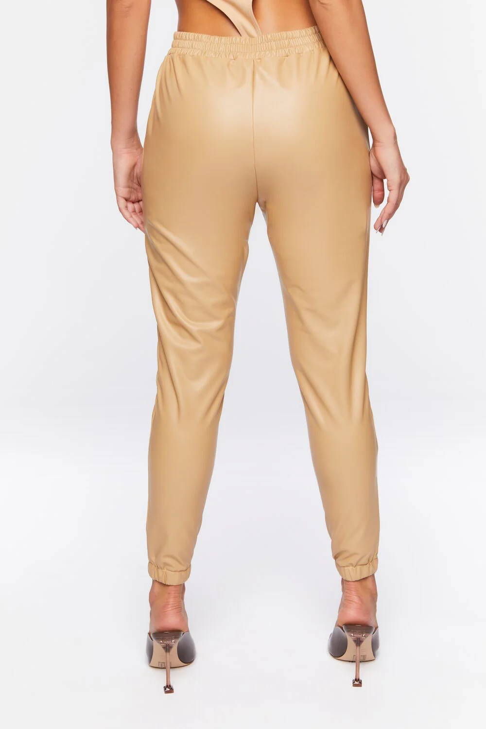 Faux Leather Drawstring Joggers - Image 4