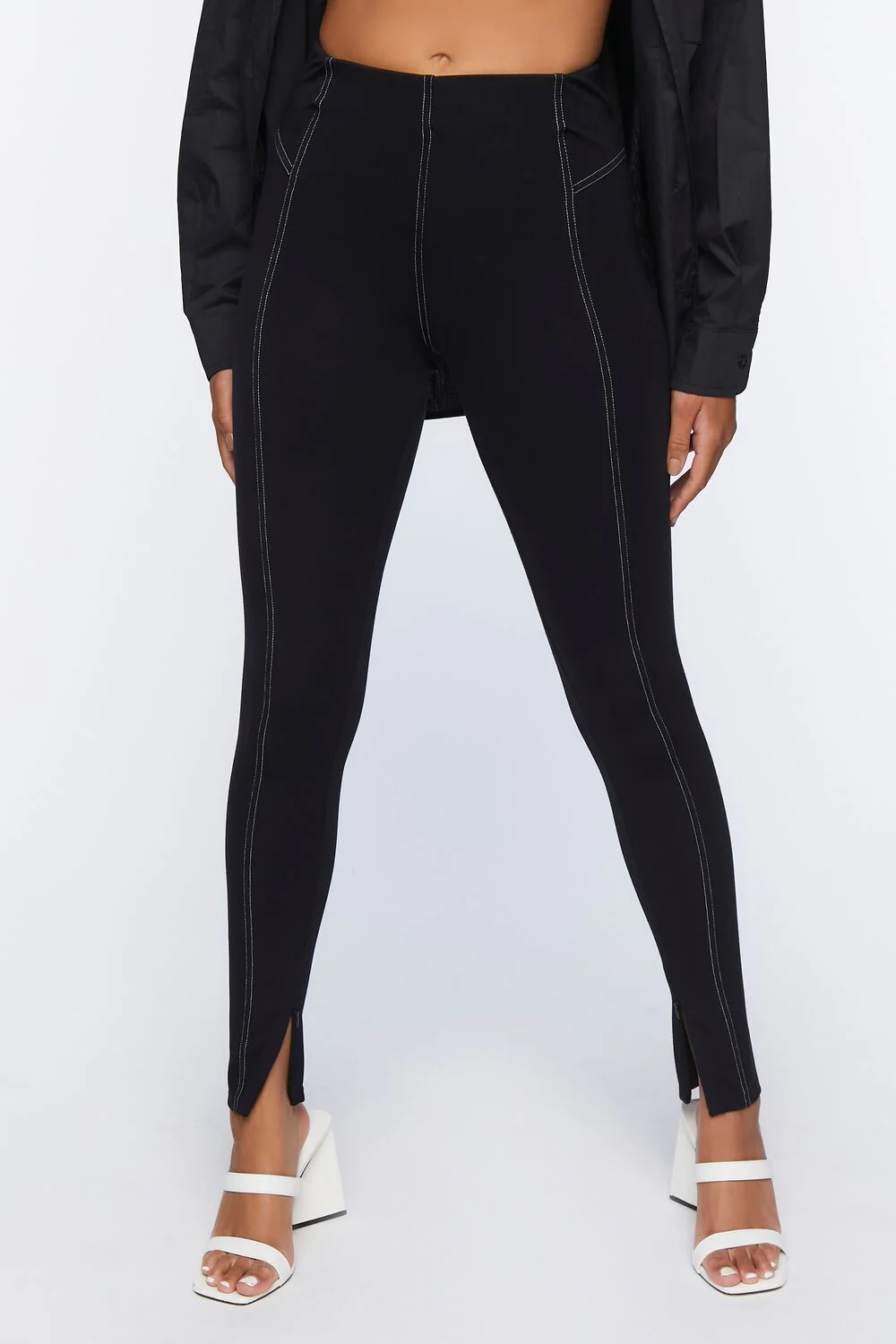 Topstitched Split-Hem Leggings - Image 2