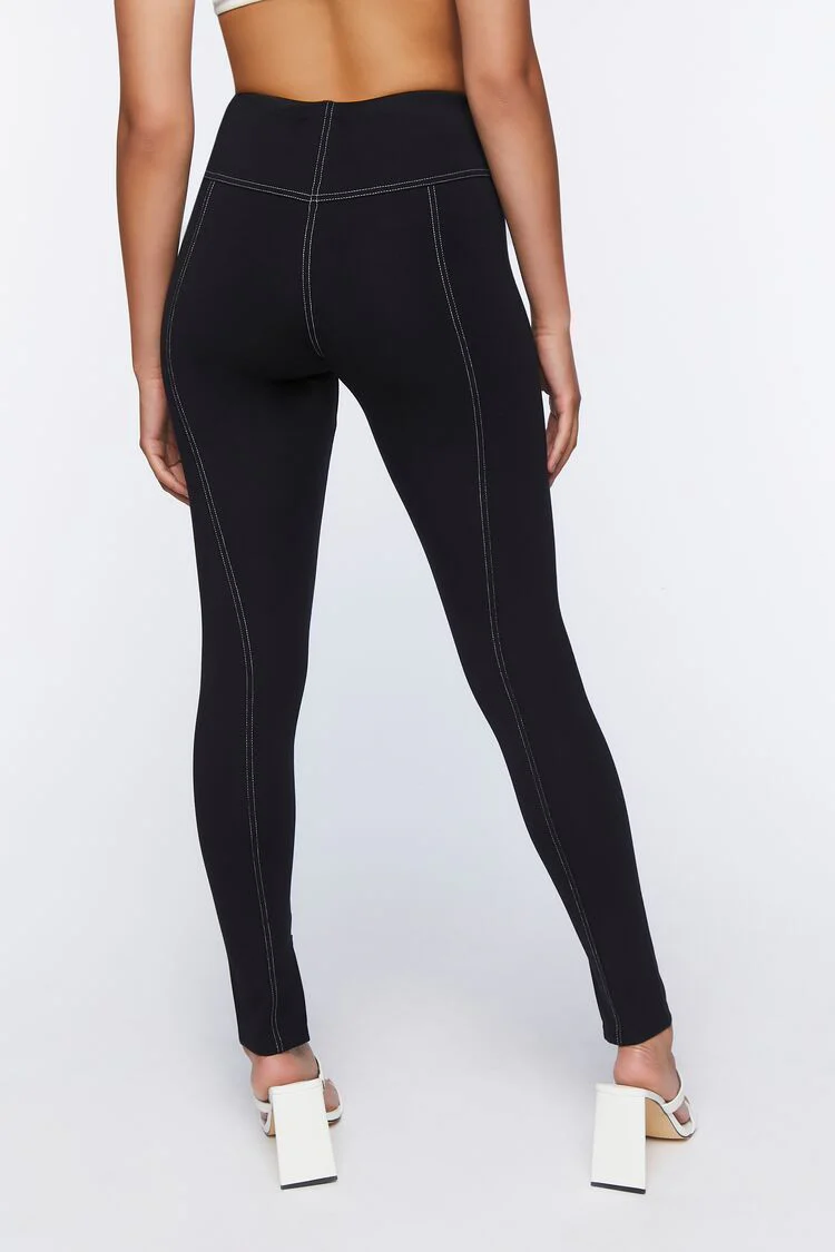 Topstitched Split-Hem Leggings - Image 4
