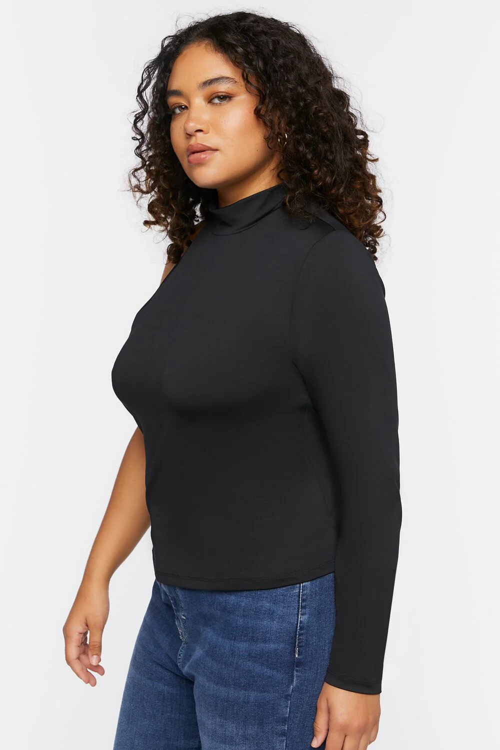 Plus Size One-Sleeve Cutout Top - Image 2