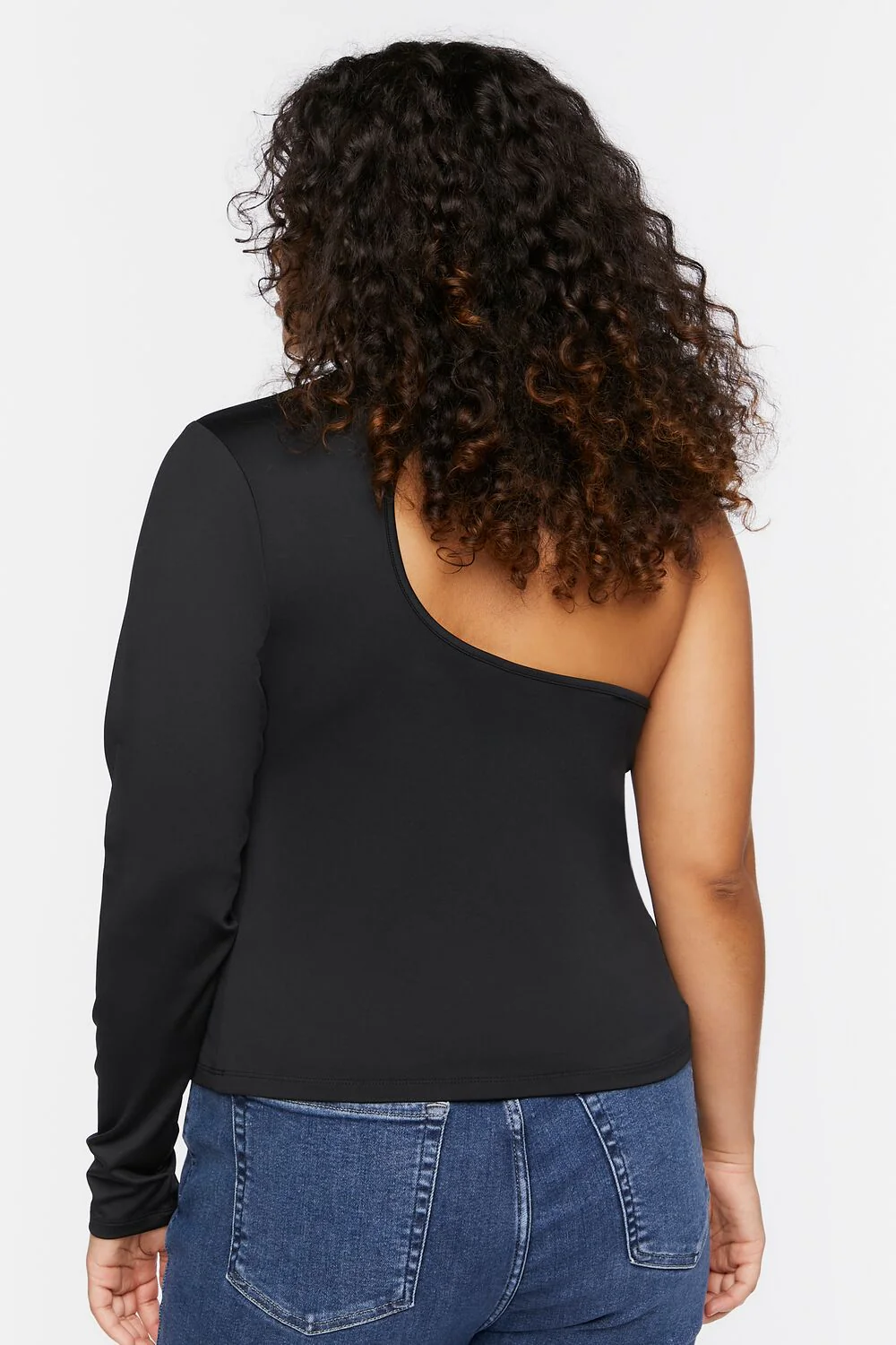 Plus Size One-Sleeve Cutout Top - Image 3