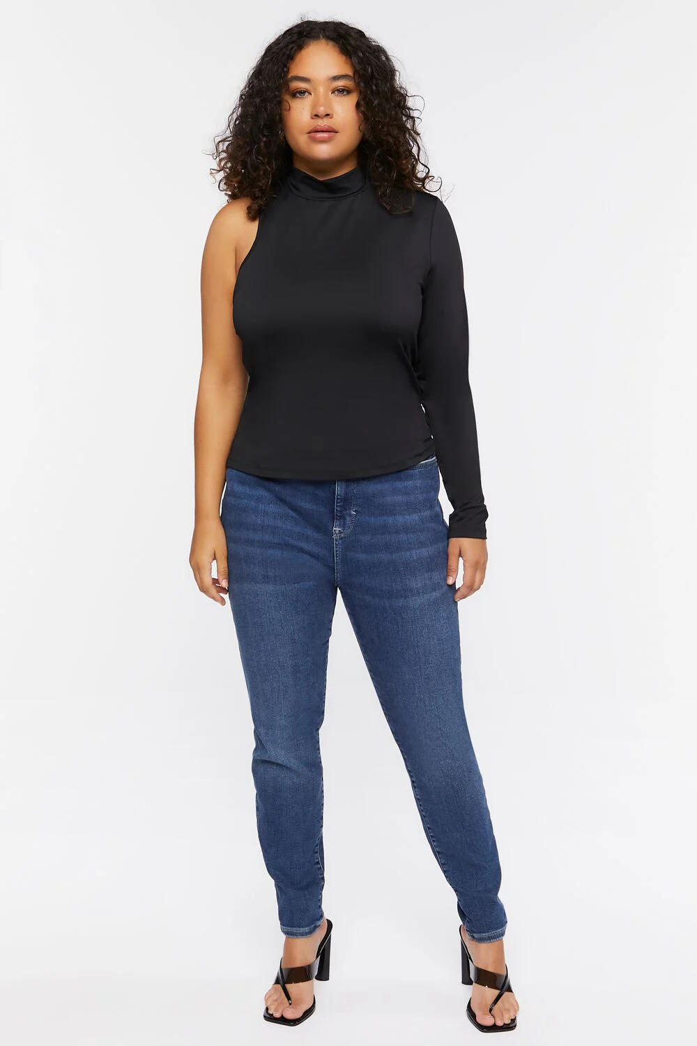 Plus Size One-Sleeve Cutout Top - Image 4