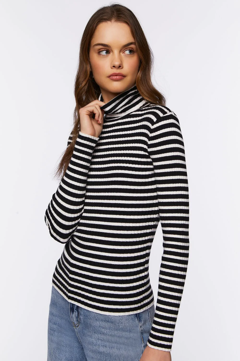 Striped Turtleneck Long-Sleeve Top - Image 2
