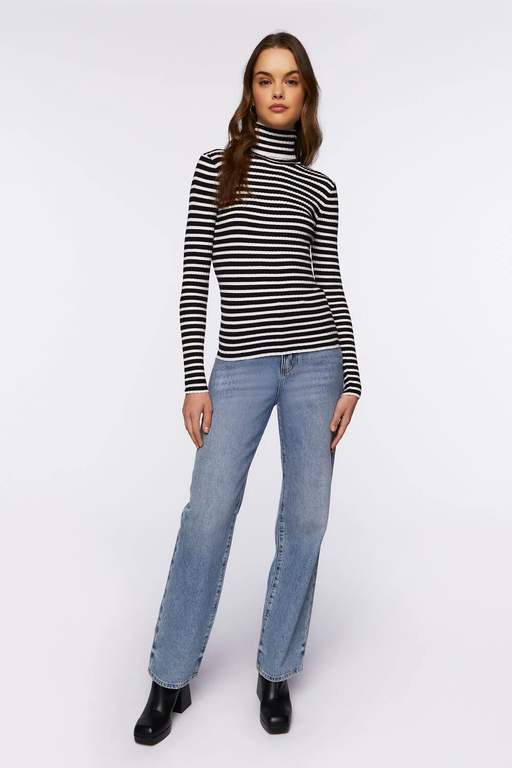Striped Turtleneck Long-Sleeve Top - Image 4