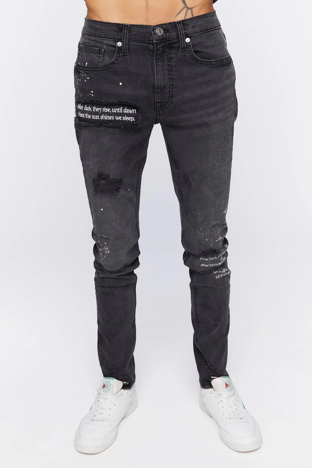 Graphic Paint Splatter Skinny Jeans - Image 2