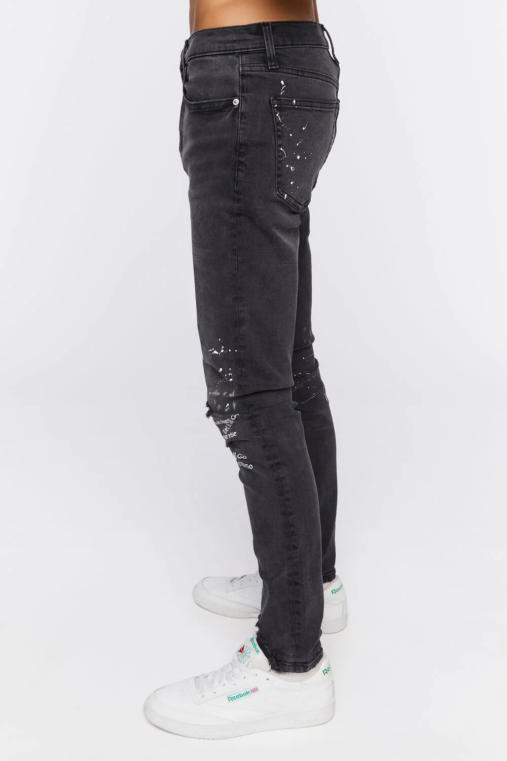 Graphic Paint Splatter Skinny Jeans - Image 3