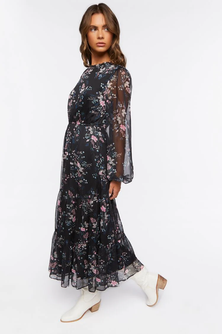 Chiffon Floral Print Midi Dress - Image 2
