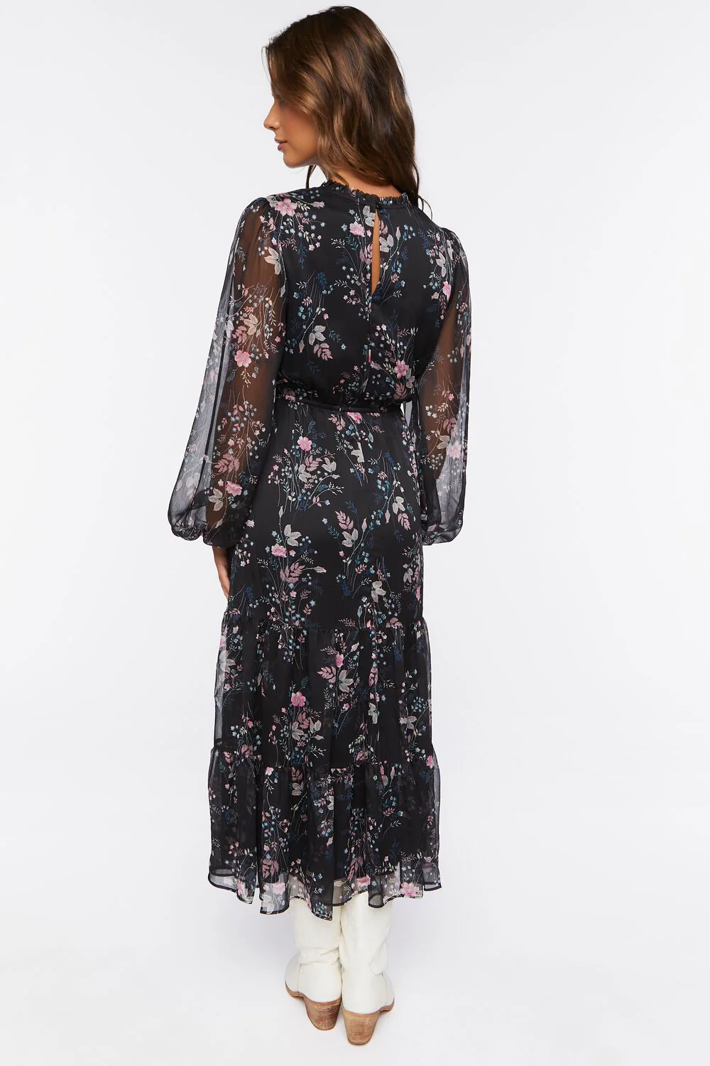 Chiffon Floral Print Midi Dress - Image 3
