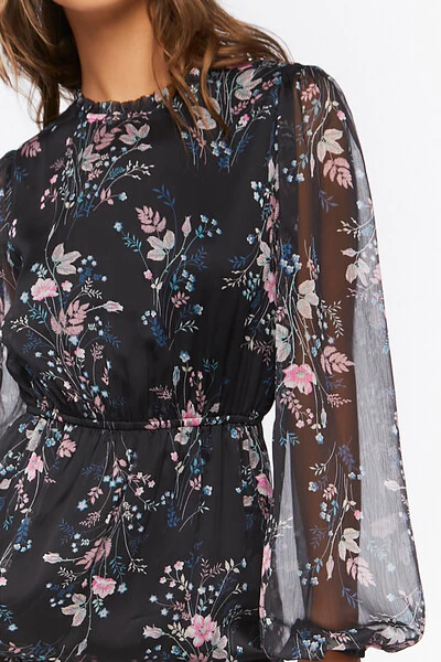 Chiffon Floral Print Midi Dress - Image 5