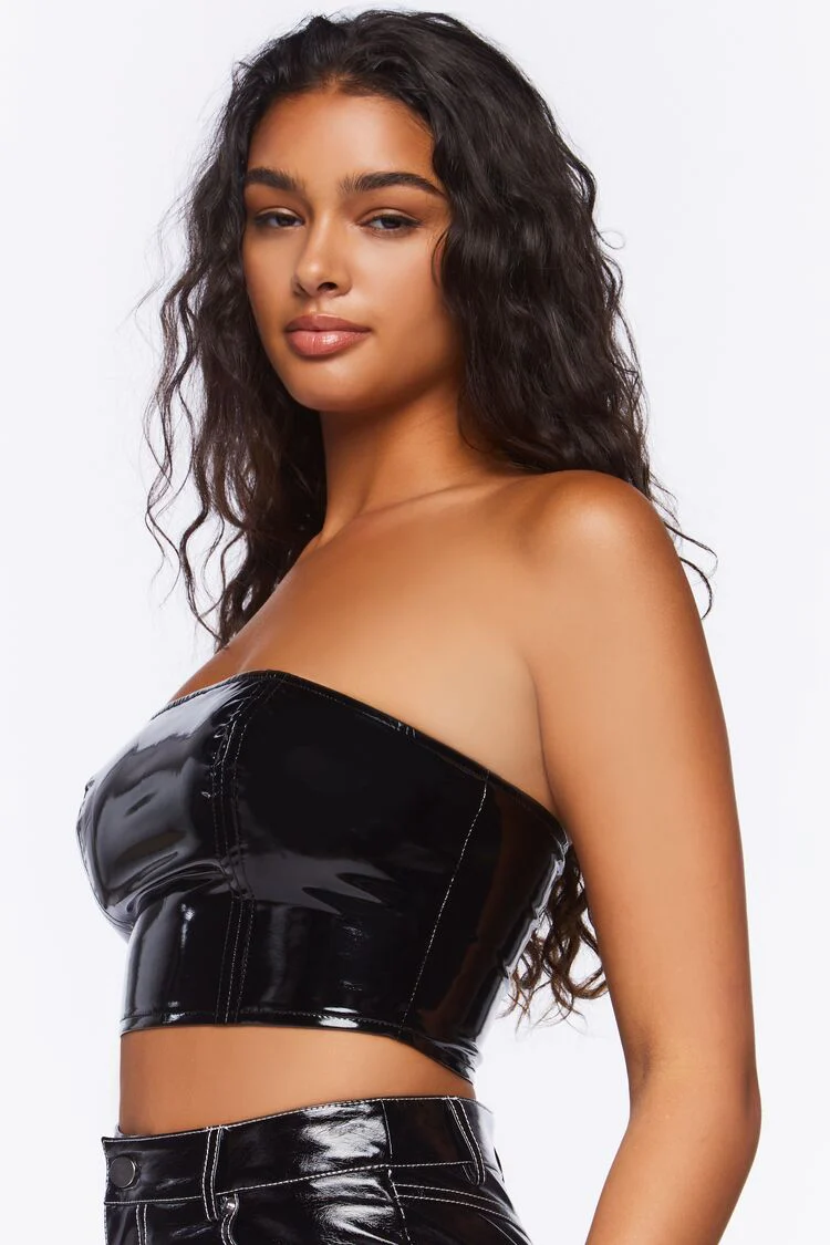 Faux Patent Leather Tube Top - Image 2