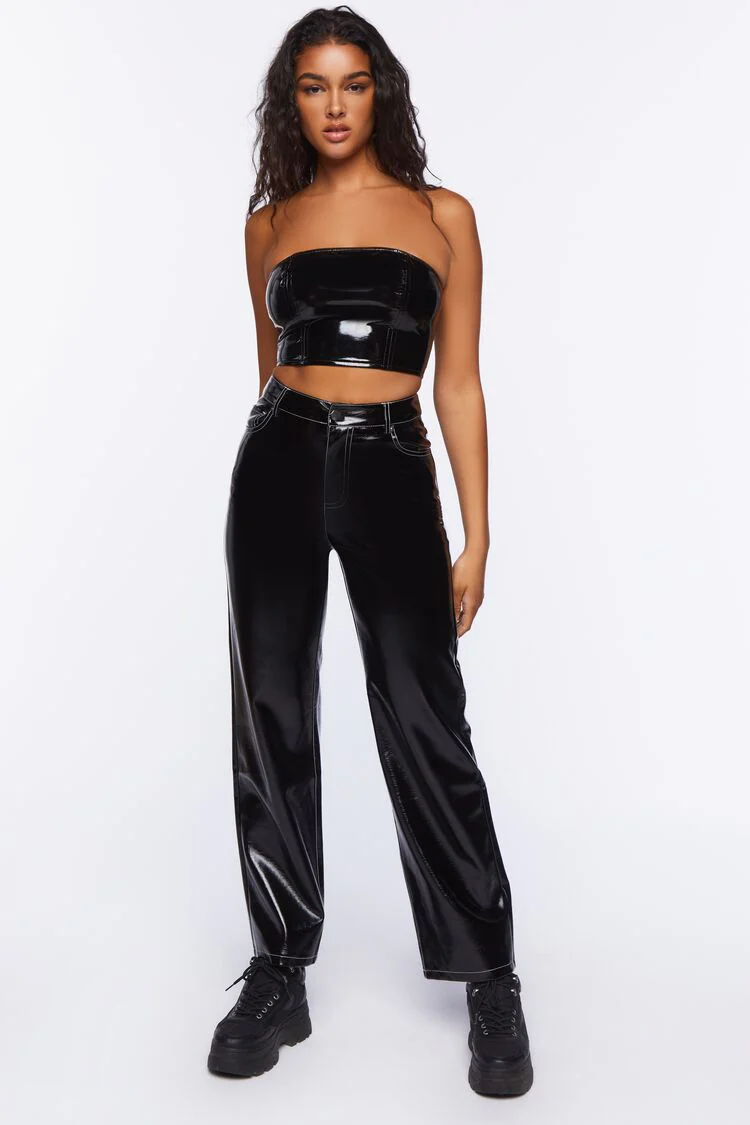Faux Patent Leather Tube Top - Image 4