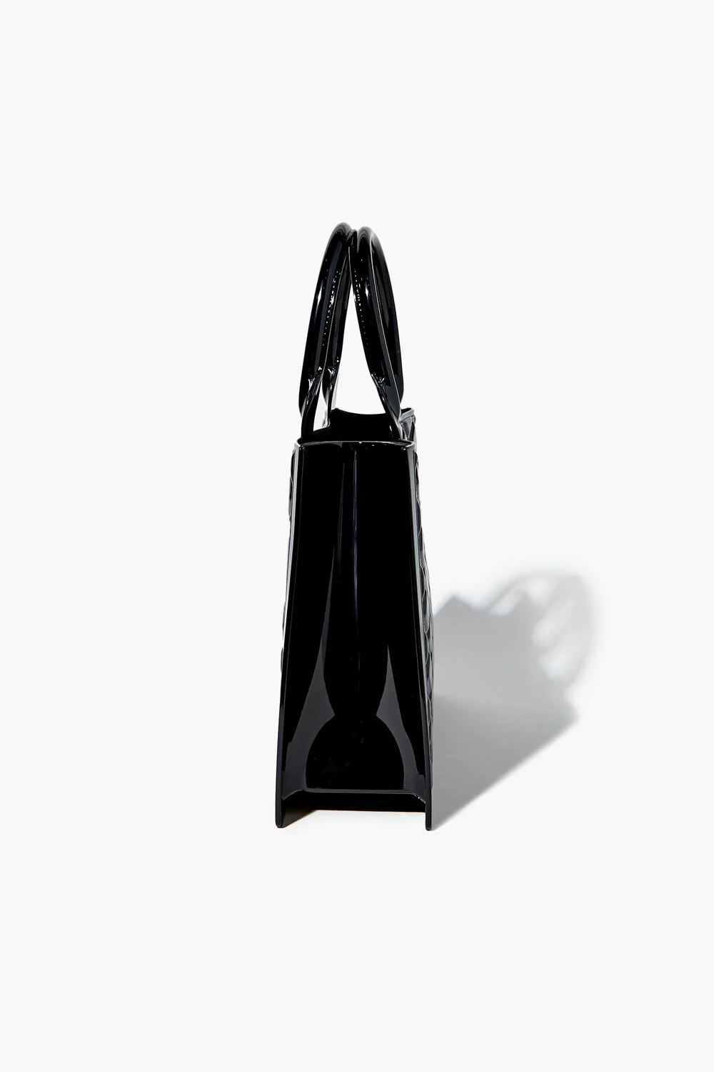Faux Patent Leather Quilted Handbag - Image 2
