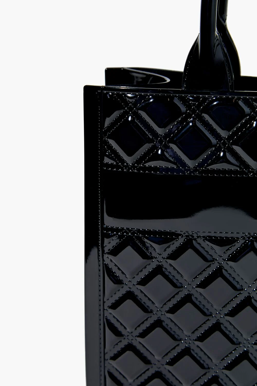 Faux Patent Leather Quilted Handbag - Image 5