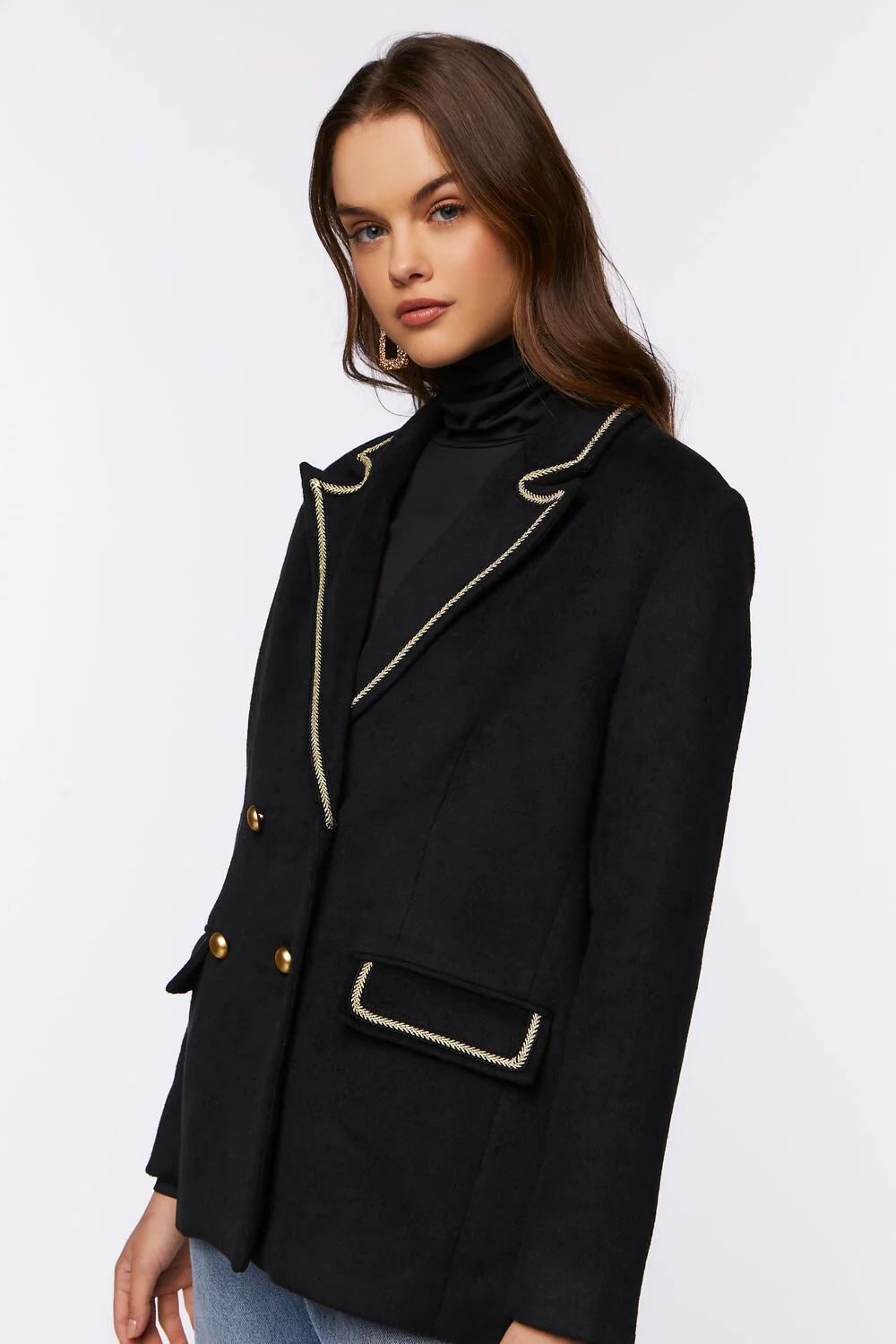 Braided-Trim Peak Lapel Blazer - Image 2