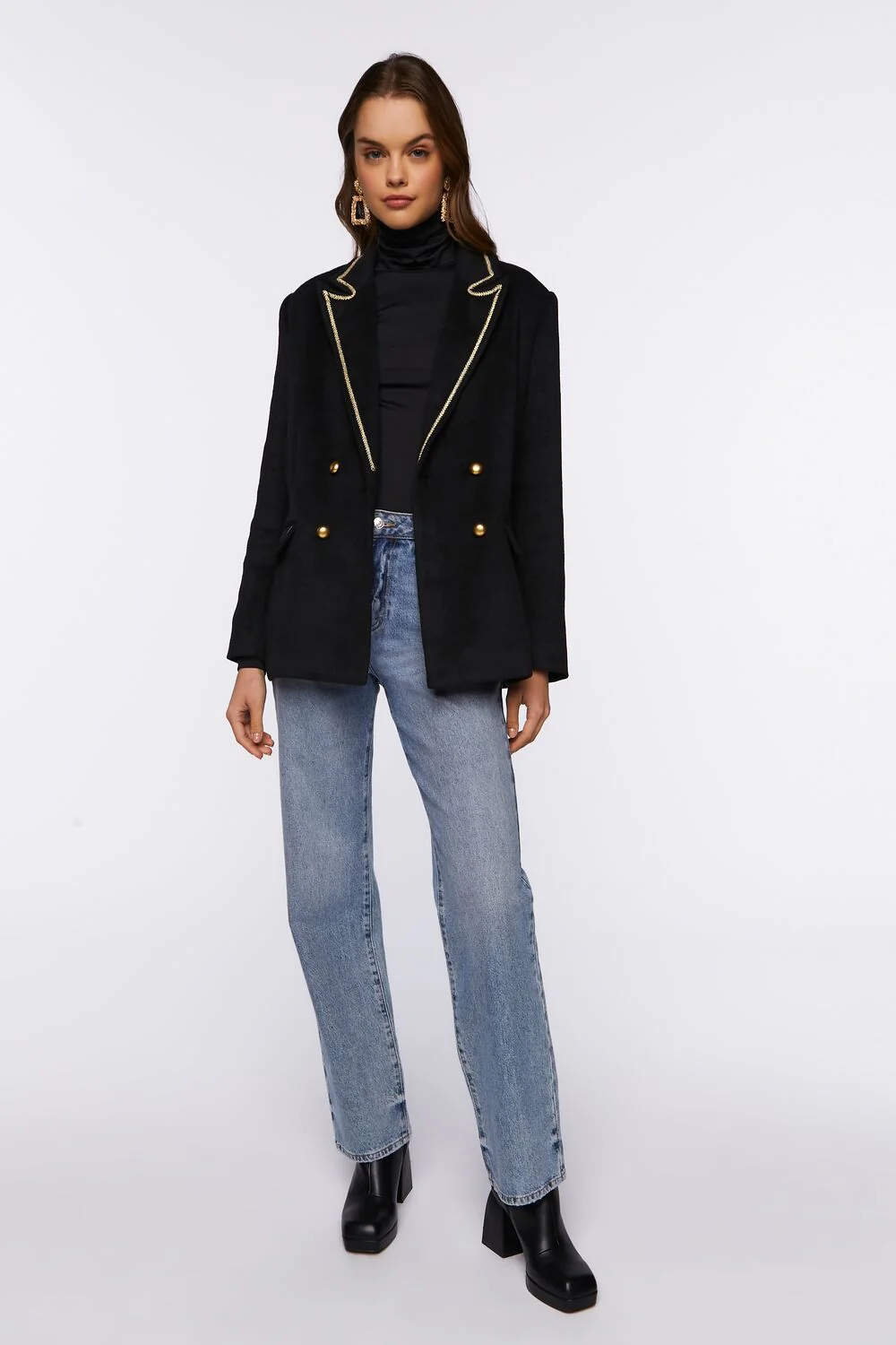 Braided-Trim Peak Lapel Blazer - Image 4
