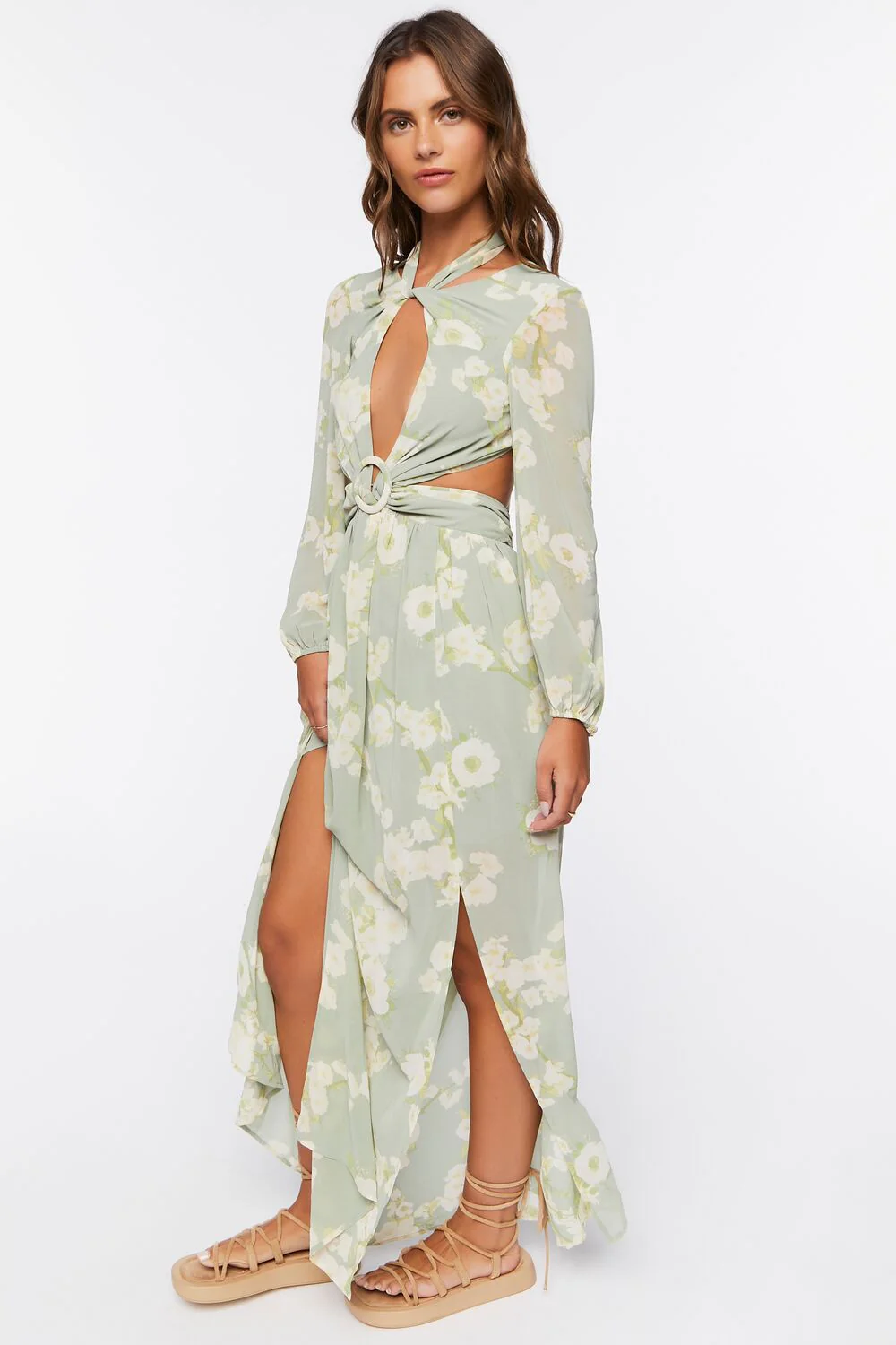 Floral Halter Cutout Maxi Dress - Image 2