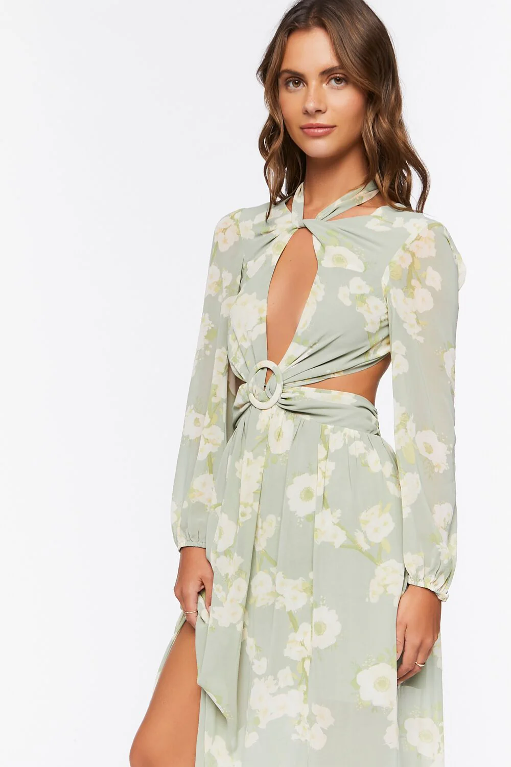 Floral Halter Cutout Maxi Dress - Image 4
