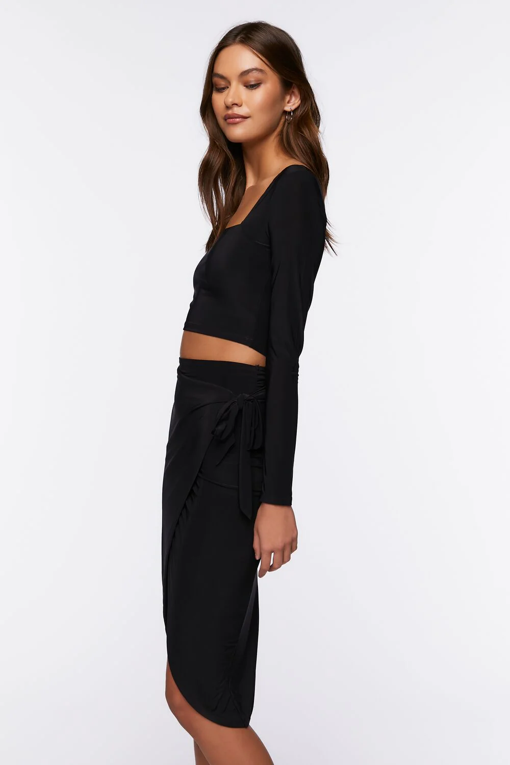 Crop Top & Wrap Midi Skirt Set - Image 2