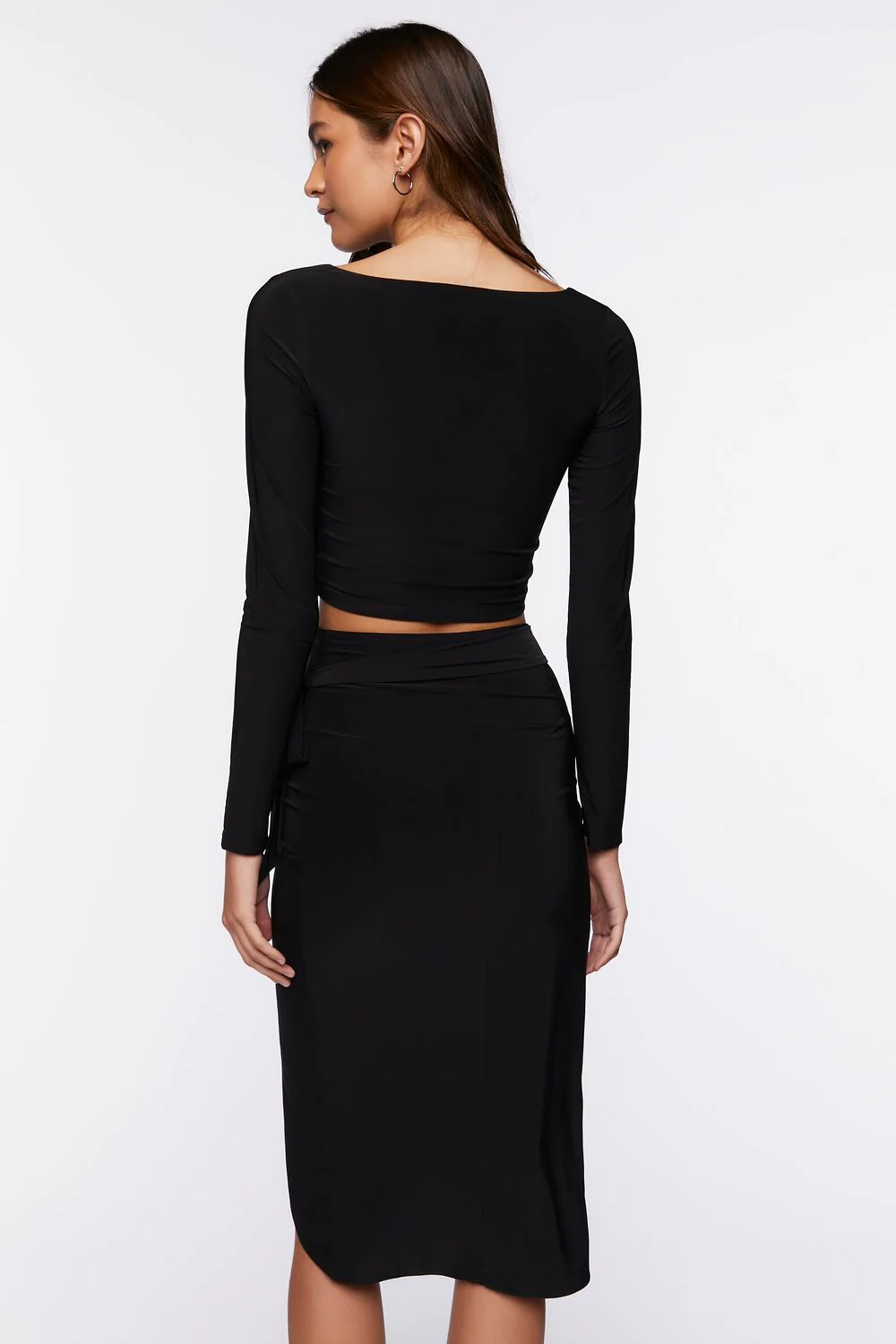 Crop Top & Wrap Midi Skirt Set - Image 3