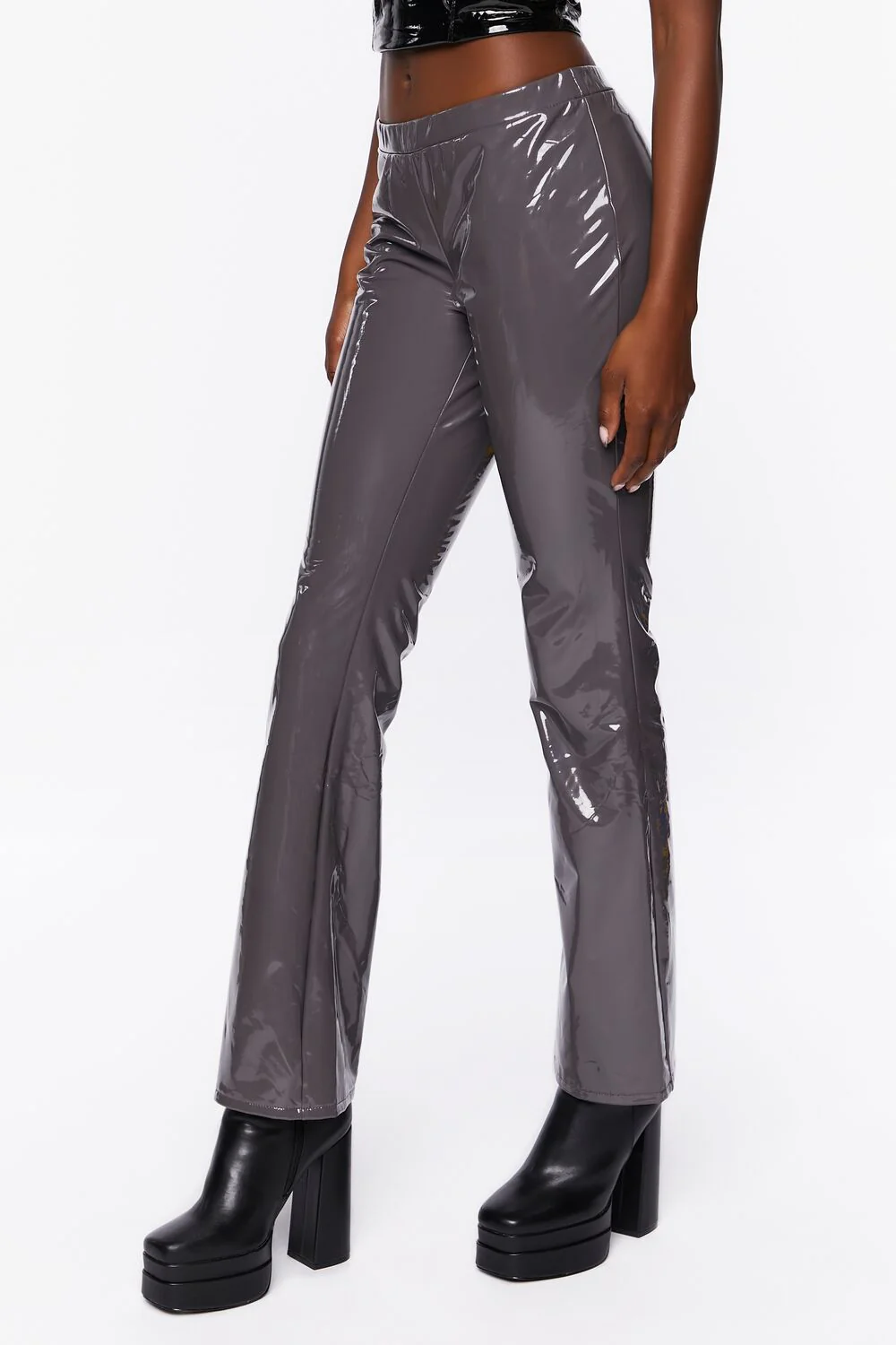 Faux Patent Leather Flare Pants - Image 8