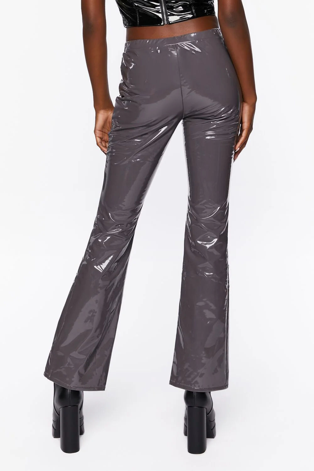 Faux Patent Leather Flare Pants - Image 9
