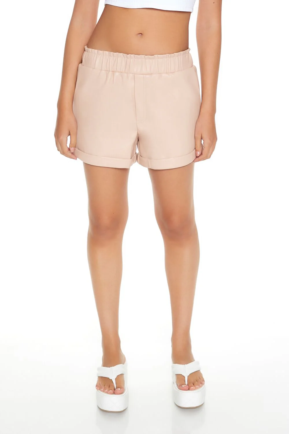 Faux Leather High-Waist Shorts - Image 10