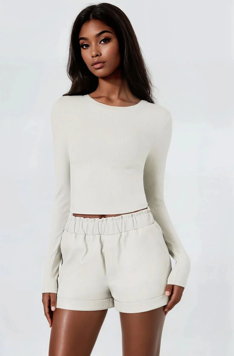 Faux Leather High-Waist Shorts - Image 2