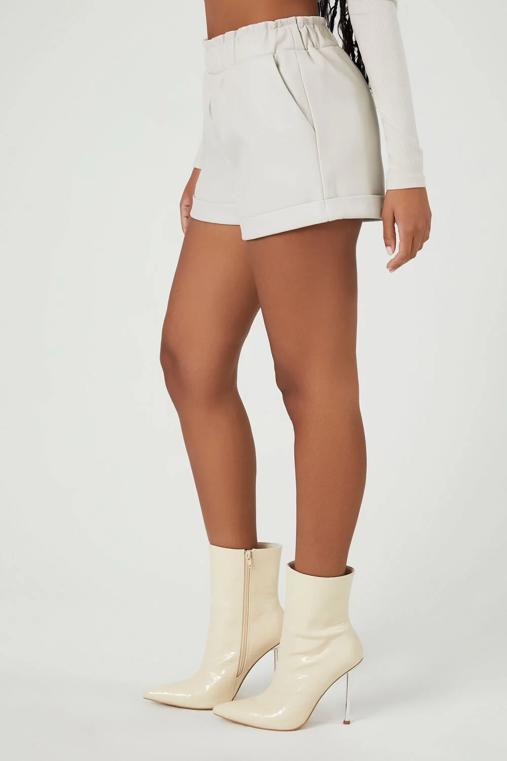 Faux Leather High-Waist Shorts - Image 3