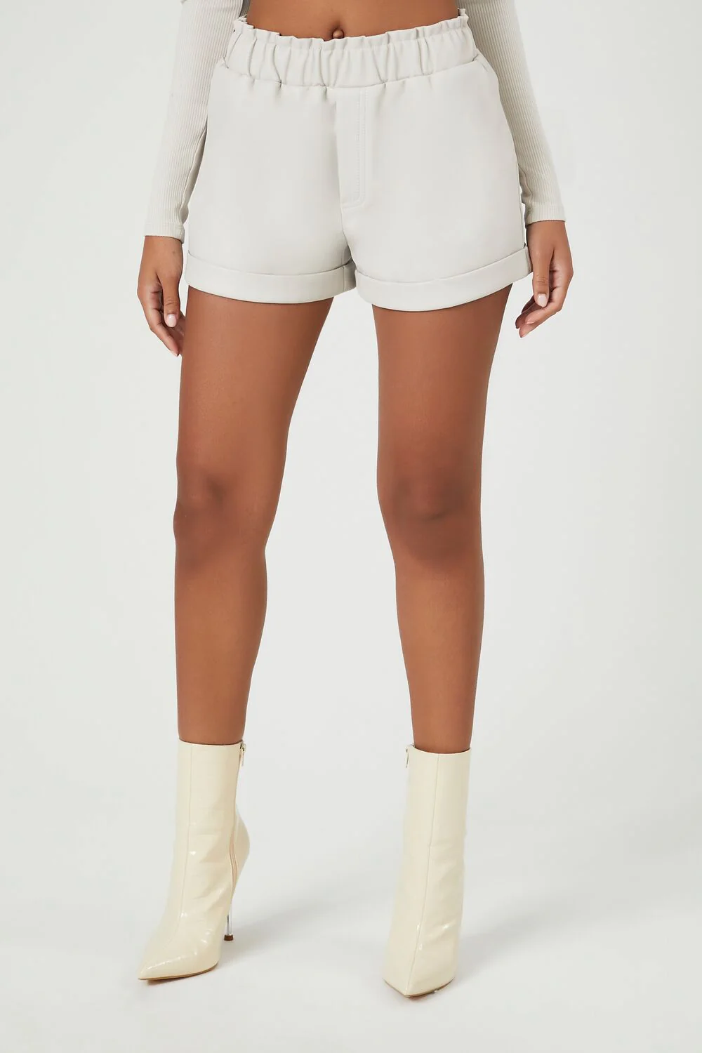 Faux Leather High-Waist Shorts - Image 4