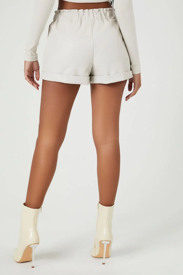 Faux Leather High-Waist Shorts - Image 5