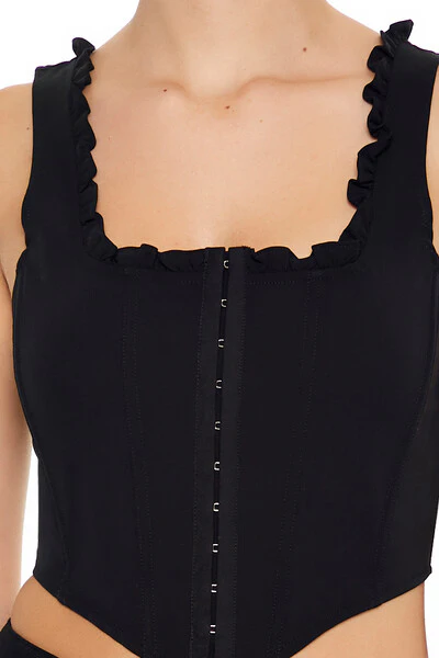 Ruffle-Trim Corset Crop Top - Image 3