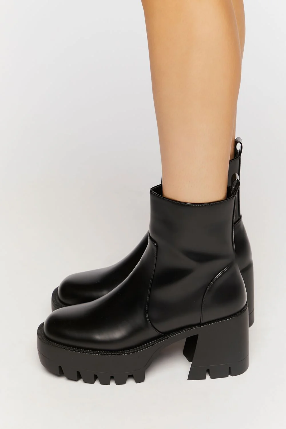 Faux Leather Platform Lug Booties - Image 2