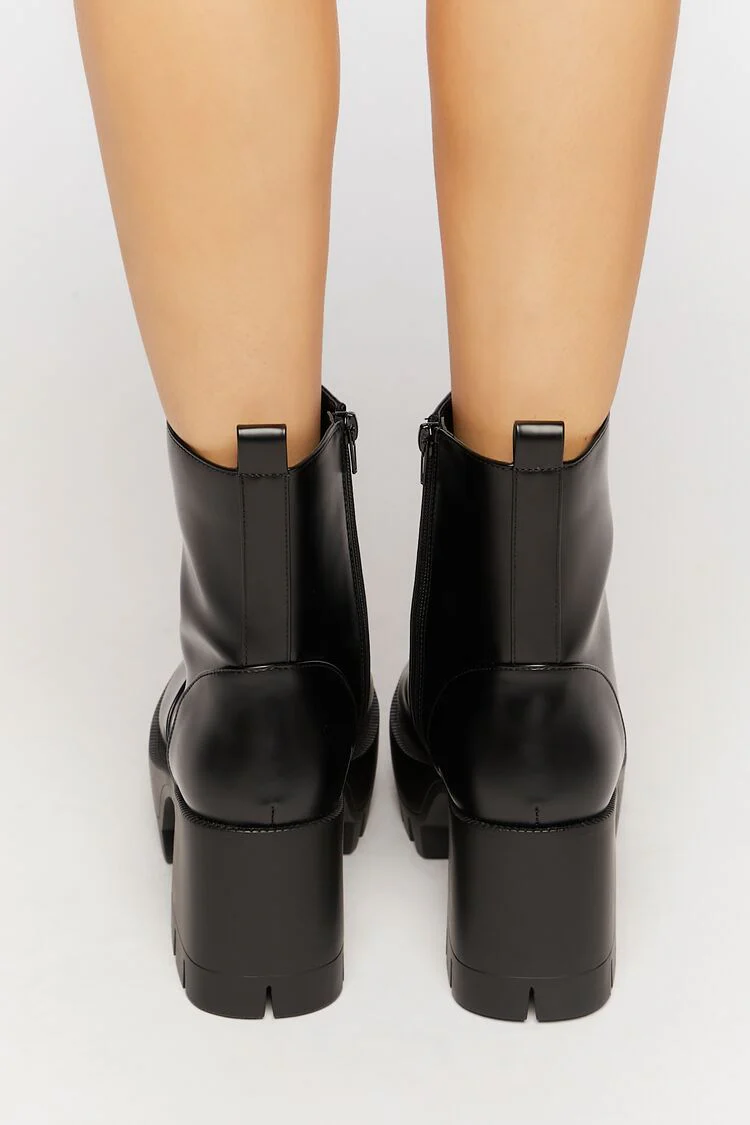 Faux Leather Platform Lug Booties - Image 3