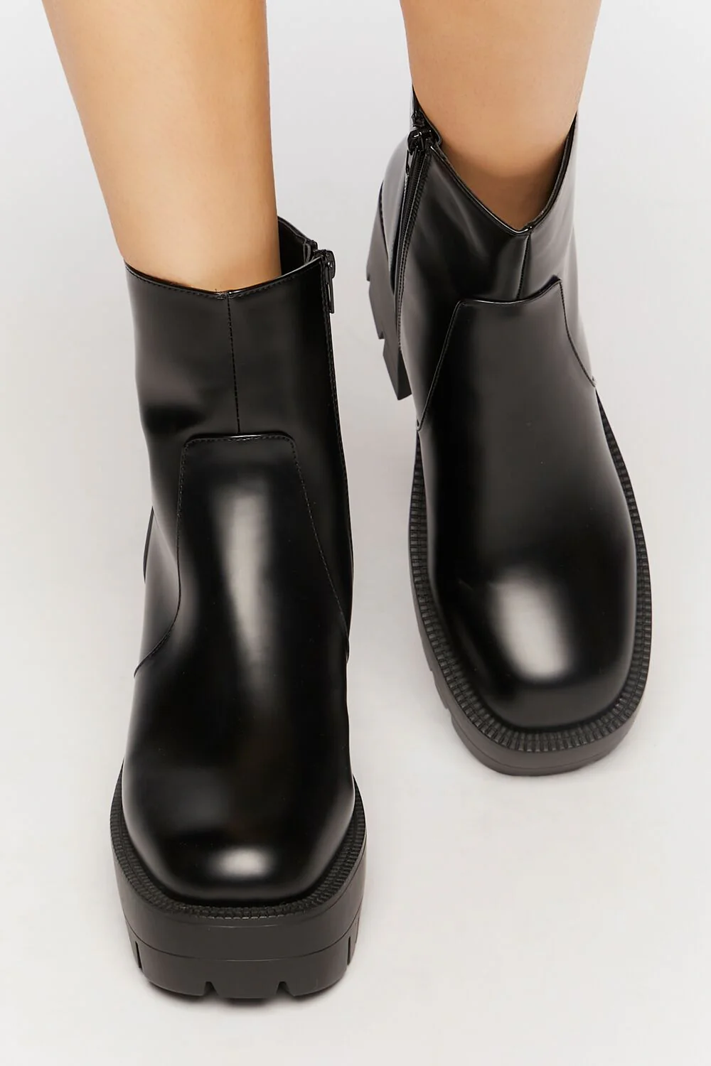 Faux Leather Platform Lug Booties - Image 4