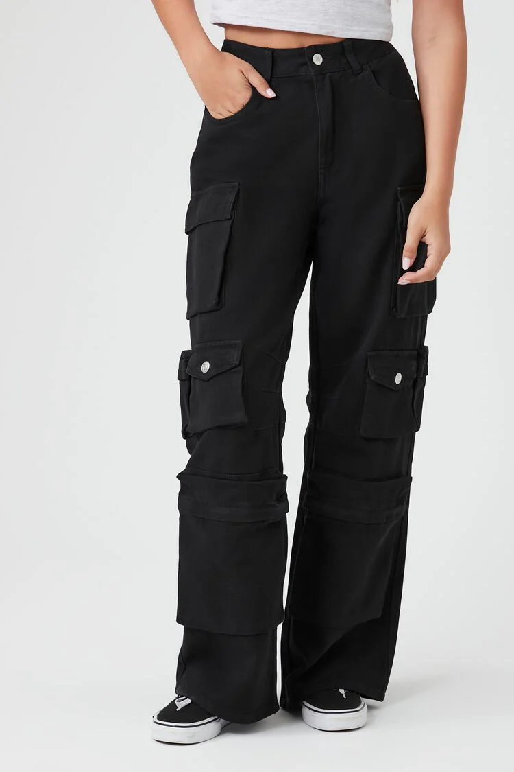 Twill Wide-Leg Cargo Pants - Image 2